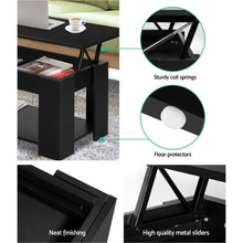 Load image into Gallery viewer, Lift Up Top Coffee Table With Storage Shelf - Black
