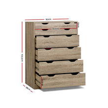 Load image into Gallery viewer, Artiss 6 Chest of Drawers Tallboy Dresser Table Storage Cabinet Oak Bedroom
