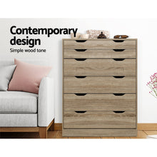 Load image into Gallery viewer, Artiss 6 Chest of Drawers Tallboy Dresser Table Storage Cabinet Oak Bedroom
