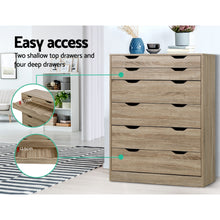 Load image into Gallery viewer, Artiss 6 Chest of Drawers Tallboy Dresser Table Storage Cabinet Oak Bedroom
