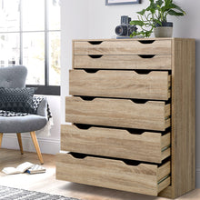 Load image into Gallery viewer, Artiss 6 Chest of Drawers Tallboy Dresser Table Storage Cabinet Oak Bedroom
