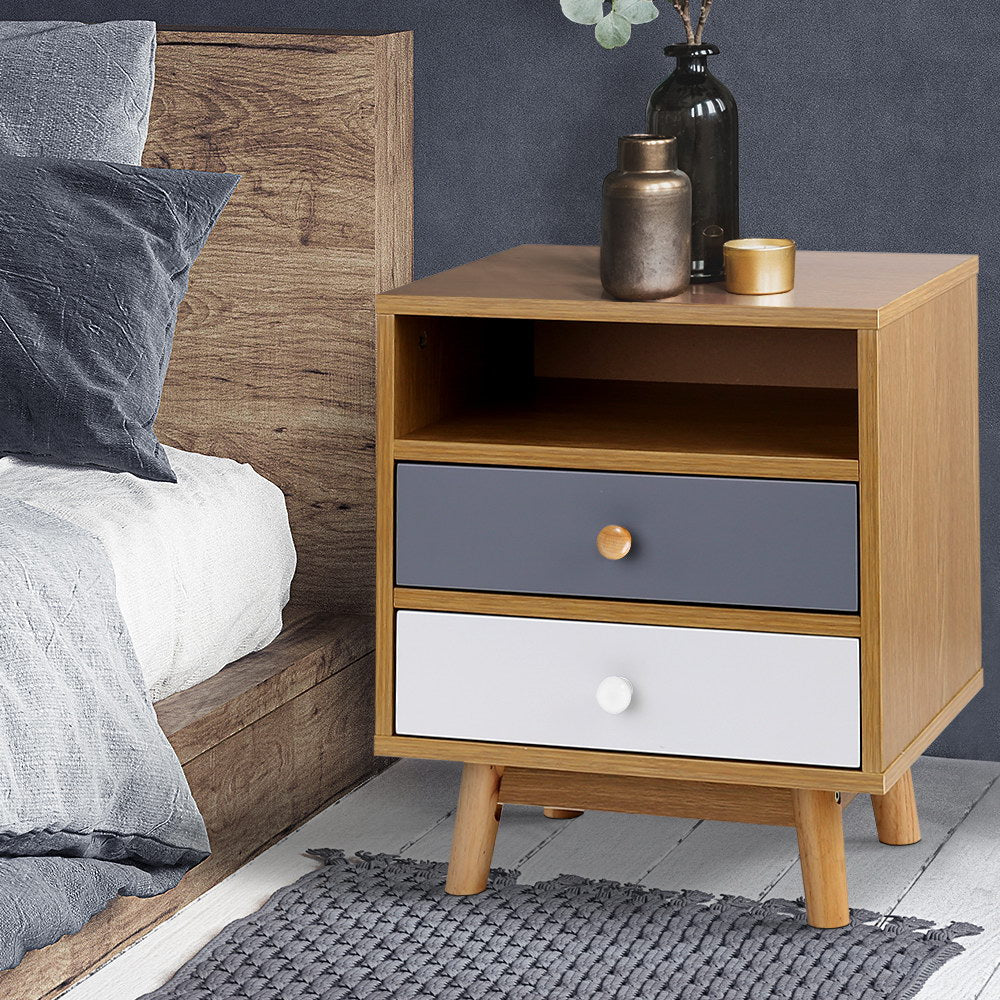 Scandinavian inspired Wooden Bedside Table - 1 PC