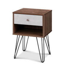 Load image into Gallery viewer, Two-tone Bedside Table with Drawer - Grey &amp; Walnut
