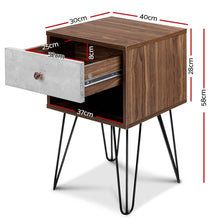 Load image into Gallery viewer, Two-tone Bedside Table with Drawer - Grey &amp; Walnut
