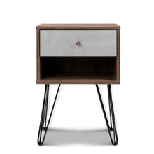 Load image into Gallery viewer, Two-tone Bedside Table with Drawer - Grey &amp; Walnut
