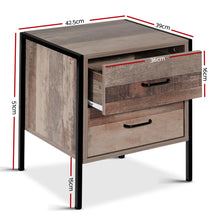Load image into Gallery viewer, Bedside Table Drawers Nightstand - Metal Oak
