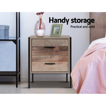 Load image into Gallery viewer, Bedside Table Drawers Nightstand - Metal Oak
