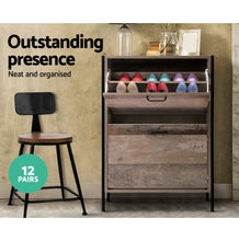 Load image into Gallery viewer, 12 Pair Wooden Vintage Shoe Storage Cabinet - Wood

