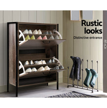 Load image into Gallery viewer, 12 Pair Wooden Vintage Shoe Storage Cabinet - Wood
