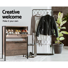 Load image into Gallery viewer, 12 Pair Wooden Vintage Shoe Storage Cabinet - Wood
