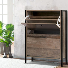 Load image into Gallery viewer, 12 Pair Wooden Vintage Shoe Storage Cabinet - Wood
