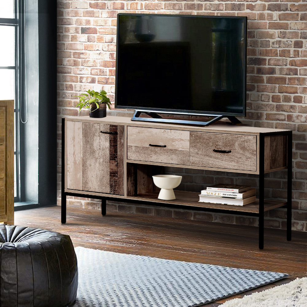120cm Industrial Rustic Wooden TV Stand Entertainment Unit