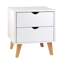 Load image into Gallery viewer, Artiss 2 Drawer Wooden Bedside Tables - White
