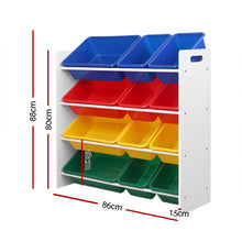 Load image into Gallery viewer, Keezi 12 Plastic Bins Kids Toy Organiser Box Bookshelf Storage Children Rack
