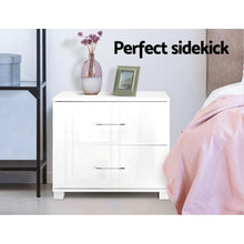 Load image into Gallery viewer, High Gloss Two Drawers Bedside Table - White
