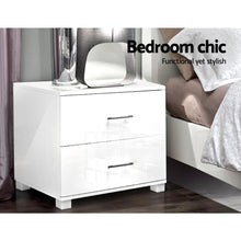 Load image into Gallery viewer, High Gloss Two Drawers Bedside Table - White
