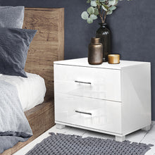 Load image into Gallery viewer, High Gloss Two Drawers Bedside Table - White

