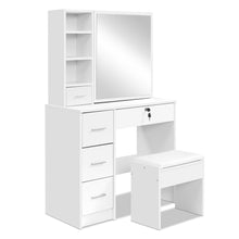 Load image into Gallery viewer, Artiss Dressing Table Stool Mirror Jewellery Cabinet Makeup Storage Drawer White
