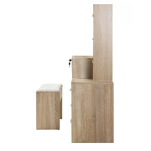 Load image into Gallery viewer, Artiss Dressing Table Mirror Stool Set Vanity Makeup Desk Organizer Drawer Oak
