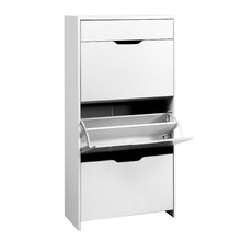 Load image into Gallery viewer, Artiss Shoe Cabinet 3 Tier Shoes Storage Drawer High Gloss White Rack Shelf
