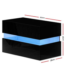 Load image into Gallery viewer, Modern design 2 Drawers RGB LED Side High Gloss Black Bedside Table
