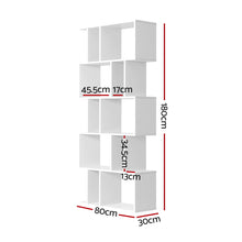 Load image into Gallery viewer, Artiss 5 Tier Bookshelf Display Shelf CD Cabinet Bookcase Stand Storage White
