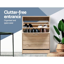 Load image into Gallery viewer, Contemporary 24 Pairs Shoe Cabinet - Oak
