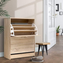 Load image into Gallery viewer, Contemporary 24 Pairs Shoe Cabinet - Oak
