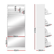 Load image into Gallery viewer, Artiss Shoe Cabinet Mirror Shoes Storage Rack Organiser 60 Pairs Cupboard Shelf

