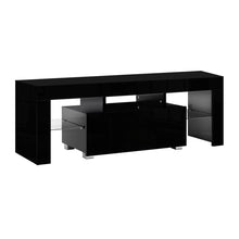 Load image into Gallery viewer, 130cm RGB LED High Gloss Black  TV Cabinet Entertainment Unit

