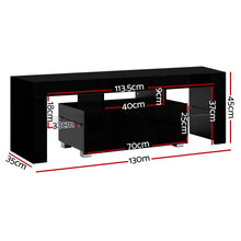 Load image into Gallery viewer, 130cm RGB LED High Gloss Black  TV Cabinet Entertainment Unit
