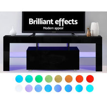 Load image into Gallery viewer, 130cm RGB LED High Gloss Black  TV Cabinet Entertainment Unit

