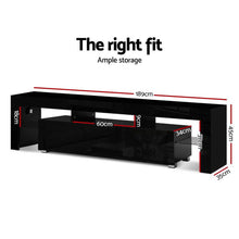 Load image into Gallery viewer, Artiss 189cm RGB LED TV Stand Cabinet Entertainment Unit Gloss Furniture Drawers Tempered Glass Shelf Black
