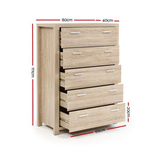 Load image into Gallery viewer, Artiss 5 Chest of Drawers Tallboy Dresser Table Bedroom Storage Cabinet
