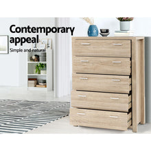 Load image into Gallery viewer, Artiss 5 Chest of Drawers Tallboy Dresser Table Bedroom Storage Cabinet
