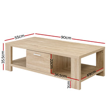 Load image into Gallery viewer, Artiss Coffee Table Wooden Shelf Storage Drawer Living Furniture Thick Tabletop
