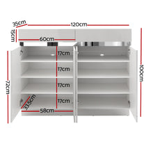 Load image into Gallery viewer, Artiss 120cm Shoe Cabinet Shoes Storage Rack High Gloss Cupboard White Drawers
