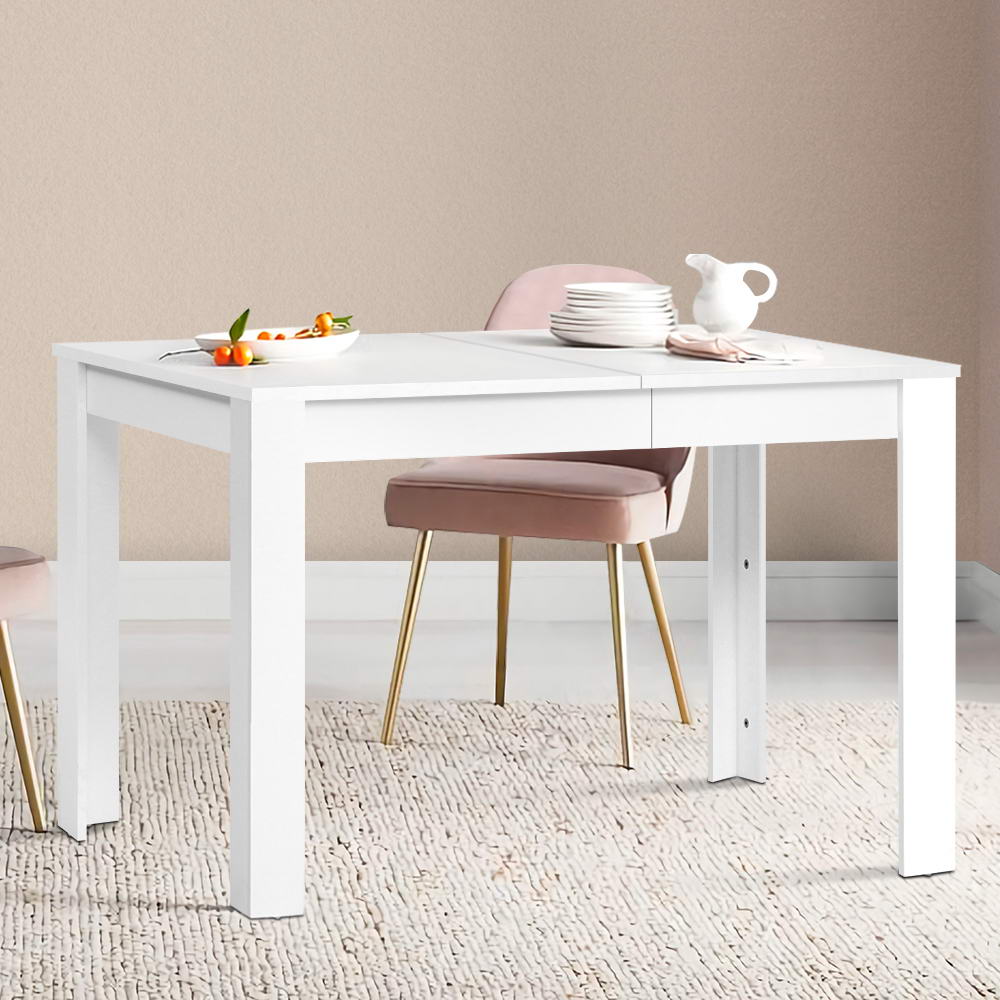 4 Seater Wooden White 120cm square dining table