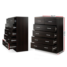 Load image into Gallery viewer, Artiss Tallboy 6 Drawers Storage Cabinet - Walnut
