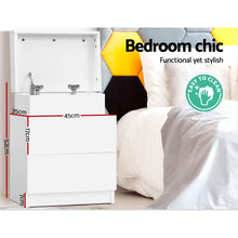 Load image into Gallery viewer, Artiss Bedside Tables 2 Drawers Side Table Storage Nightstand White Bedroom Wood
