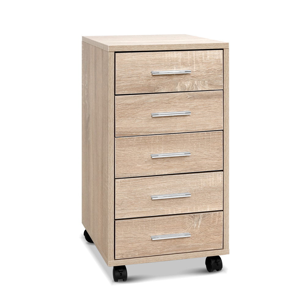 5 Drawer Office Filing Cabinet - Wood