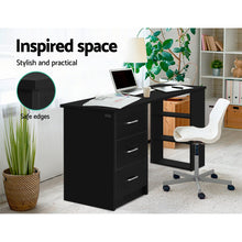 Load image into Gallery viewer, 3 Drawers 120cm Black Office Computer Desk
