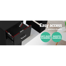 Load image into Gallery viewer, 3 Drawers 120cm Black Office Computer Desk
