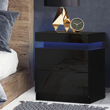 Load image into Gallery viewer, Artiss Bedside Tables Side Table Drawers RGB LED High Gloss Nightstand Black
