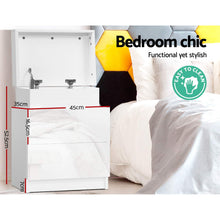 Load image into Gallery viewer, Artiss Bedside Tables Side Table Drawers RGB LED High Gloss Nightstand White
