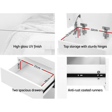 Load image into Gallery viewer, Artiss Bedside Tables Side Table Drawers RGB LED High Gloss Nightstand White
