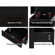 Load image into Gallery viewer, Artiss Bedside Tables Side Table 3 Drawers RGB LED High Gloss Nightstand Black
