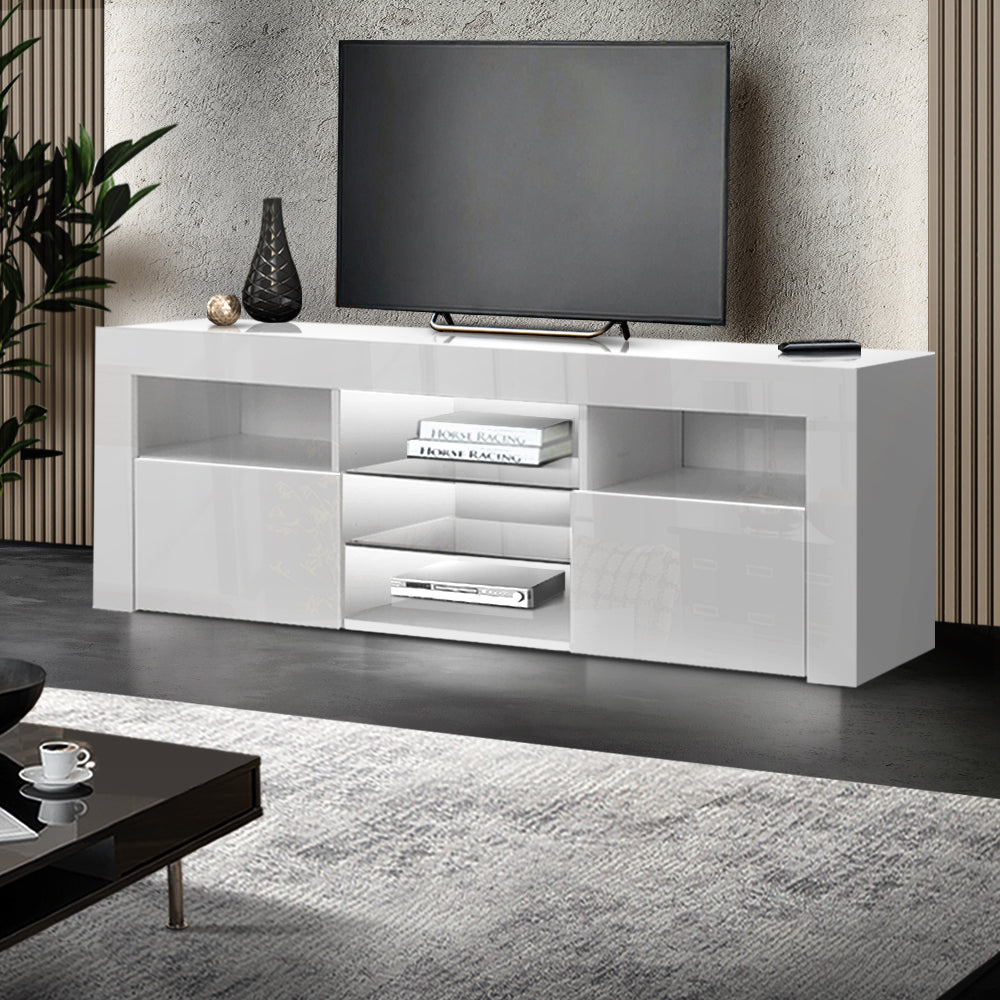 160cm RGB LED Gloss White TV Cabinet Entertainment Unit