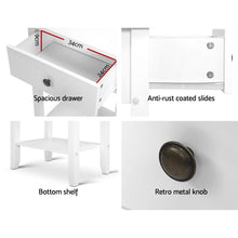 Load image into Gallery viewer, Bedside Tables Drawer Side Table Nightstand White Storage Cabinet White Shelf
