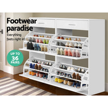 Load image into Gallery viewer, Artiss 36 Pairs Shoe Cabinet Rack Organisers Storage Shelf Drawer Cupboard White
